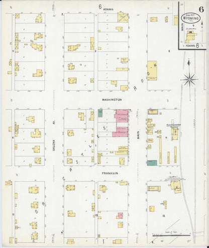 Sanborn Fire Insurance Map from Wyoming, Stark County, Illinois (1907), Sheet #0006 - Historic Sanborn Fire Insurance Map Print, vintage old map wall art, antique decor, genealogy gift, Illinois Illinois map