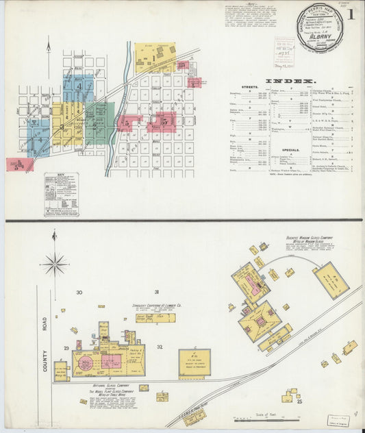 Sanborn Fire Insurance Map from Albany, Delaware County, Indiana (1899), Sheet #0001 - Complete Map Set gallery image, historic Sanborn map, vintage wall art, Albany Delaware