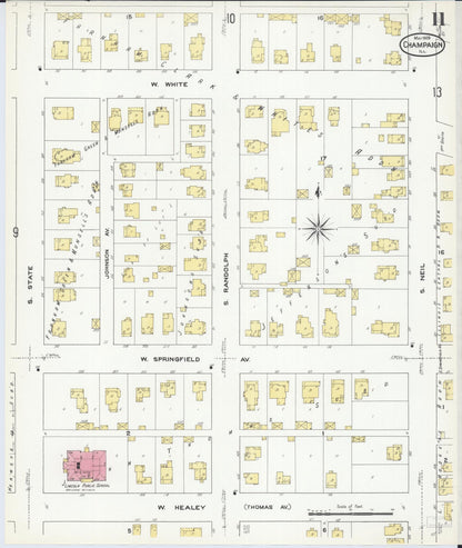 Sanborn Fire Insurance Map from Champaign, Champaign County, Illinois (1909), Sheet #0011 - Complete Map Set gallery image, historic Sanborn map, vintage wall art, Illinois Illinois