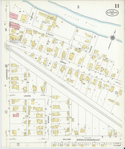 Sanborn Fire Insurance Map from Plymouth, Marhshall County, Indiana (1910), Sheet #0011 - Historic Sanborn Fire Insurance Map Print, vintage old map wall art, antique decor, genealogy gift, Indiana Indiana map