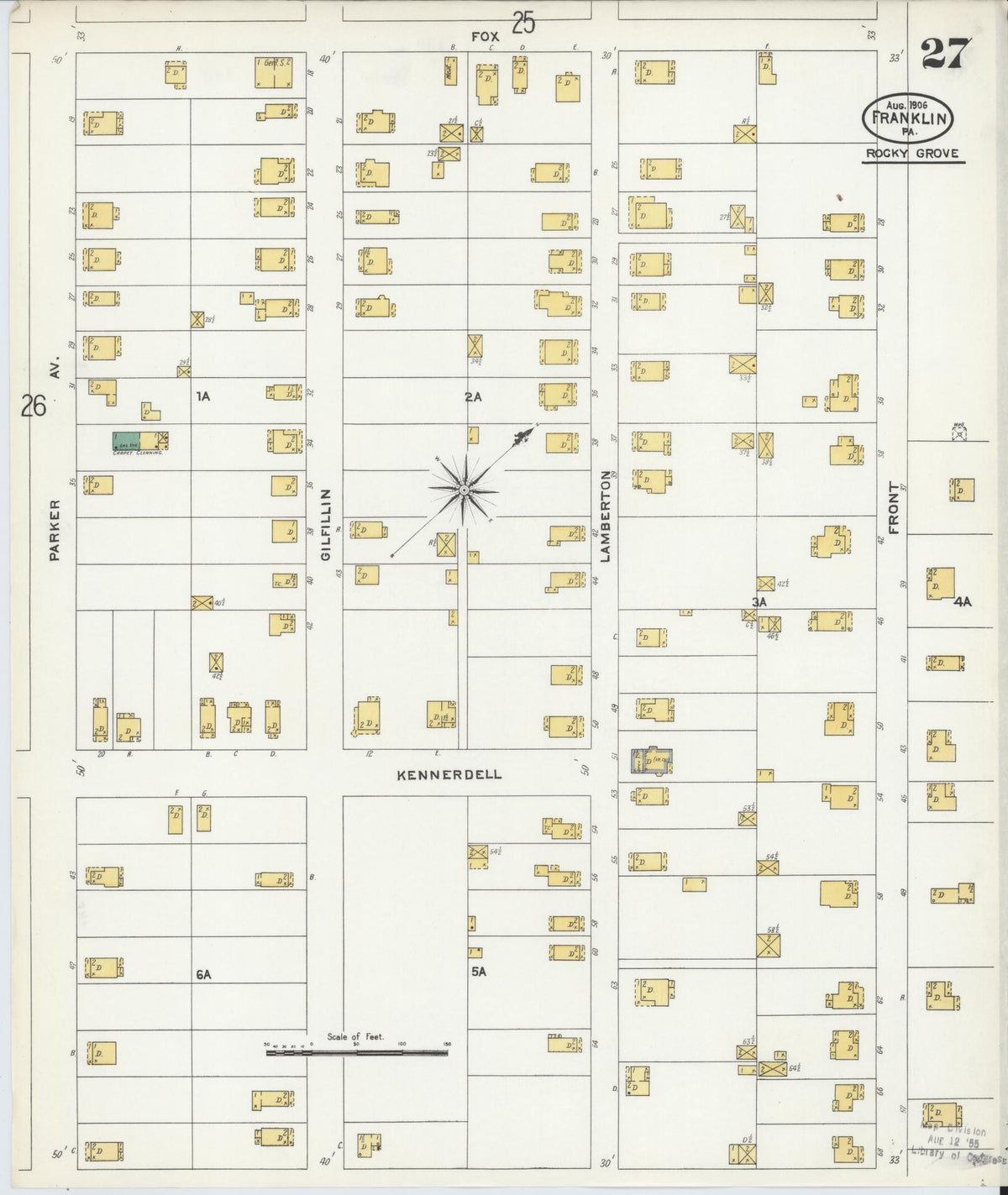 Sanborn Fire Insurance Map from Franklin, Venango County, Pennsylvania (1906), Sheet #0027 - Complete Map Set gallery image, historic Sanborn map, vintage wall art, Pennsylvania Pennsylvania