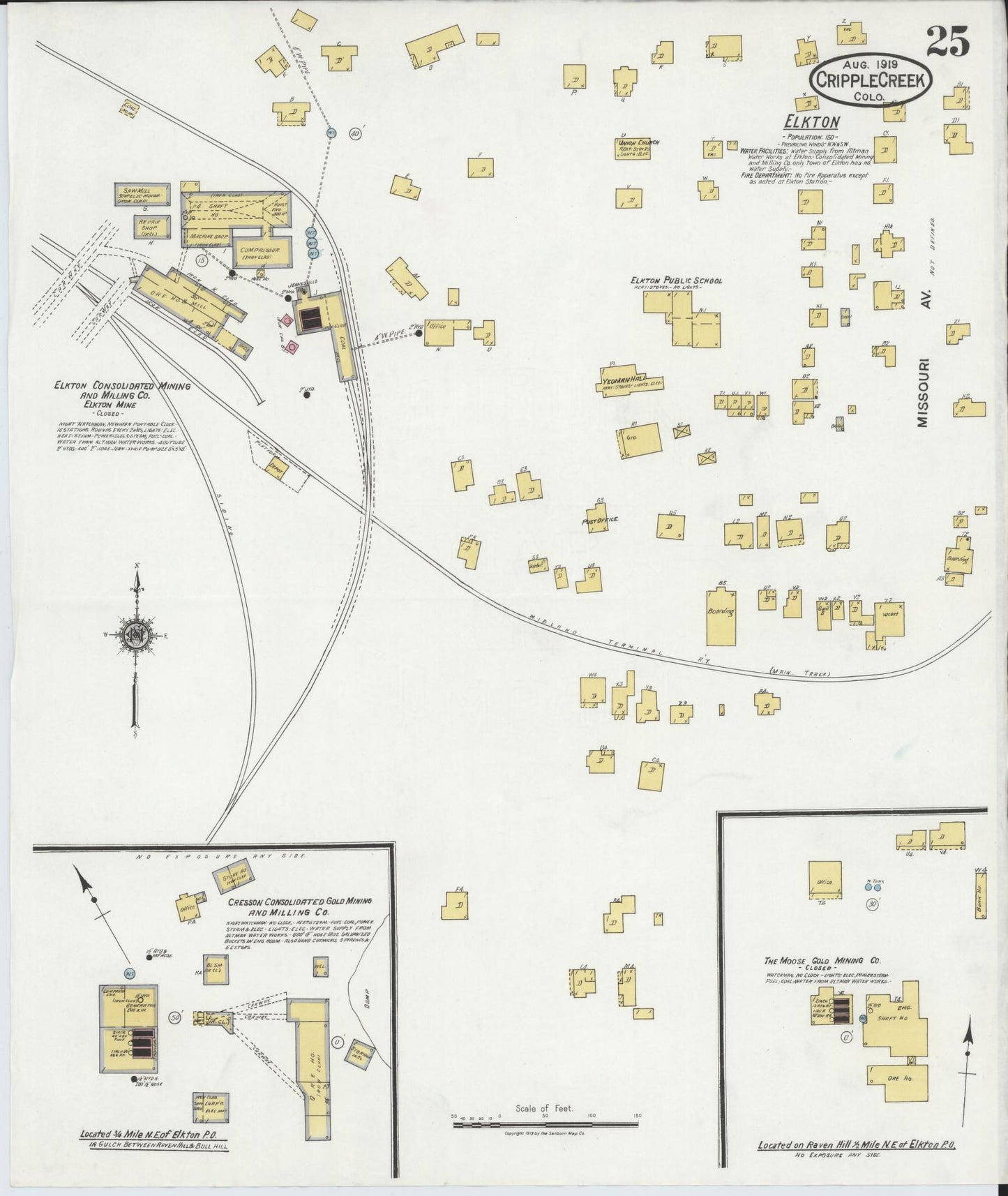 Sanborn Fire Insurance Map from Cripple Creek, Teller County, Colorado (1919), Sheet #0025 - Historic Sanborn Fire Insurance Map Print, vintage old map wall art, antique decor, genealogy gift, Colorado Colorado map