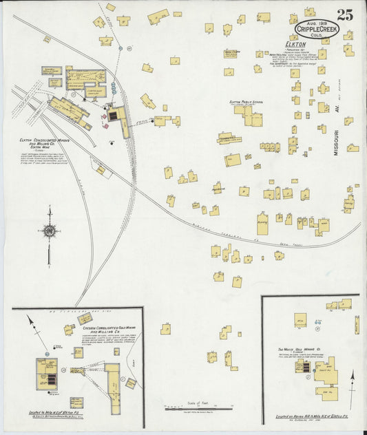 Sanborn Fire Insurance Map from Cripple Creek, Teller County, Colorado (1919), Sheet #0025 - Historic Sanborn Fire Insurance Map Print, vintage old map wall art, antique decor, genealogy gift, Colorado Colorado map