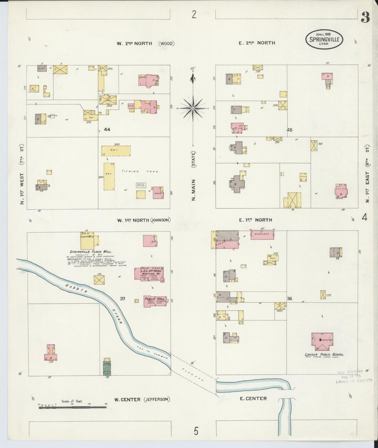 Sanborn Fire Insurance Map from Springville, Utah County, Utah (1908), Sheet #0003 - Complete Map Set gallery image, historic Sanborn map, vintage wall art, Springville Utah