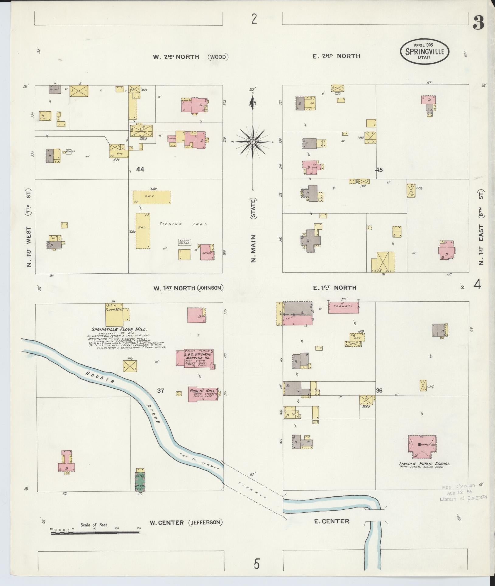 Sanborn Fire Insurance Map from Springville, Utah County, Utah (1908), Sheet #0003 - Complete Map Set gallery image, historic Sanborn map, vintage wall art, Springville Utah