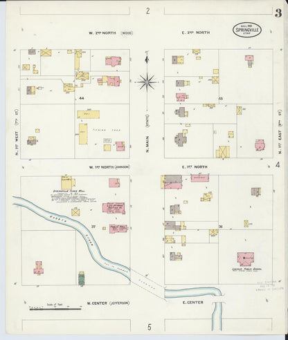 Sanborn Fire Insurance Map from Springville, Utah County, Utah (1908), Sheet #0003 - Complete Map Set gallery image, historic Sanborn map, vintage wall art, Springville Utah