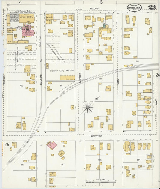 Sanborn Fire Insurance Map from Dunkirk, Chautauqua County, New York (1904), Sheet #0023 - Historic Sanborn Fire Insurance Map Print, vintage old map wall art, antique decor, genealogy gift, New York New York map