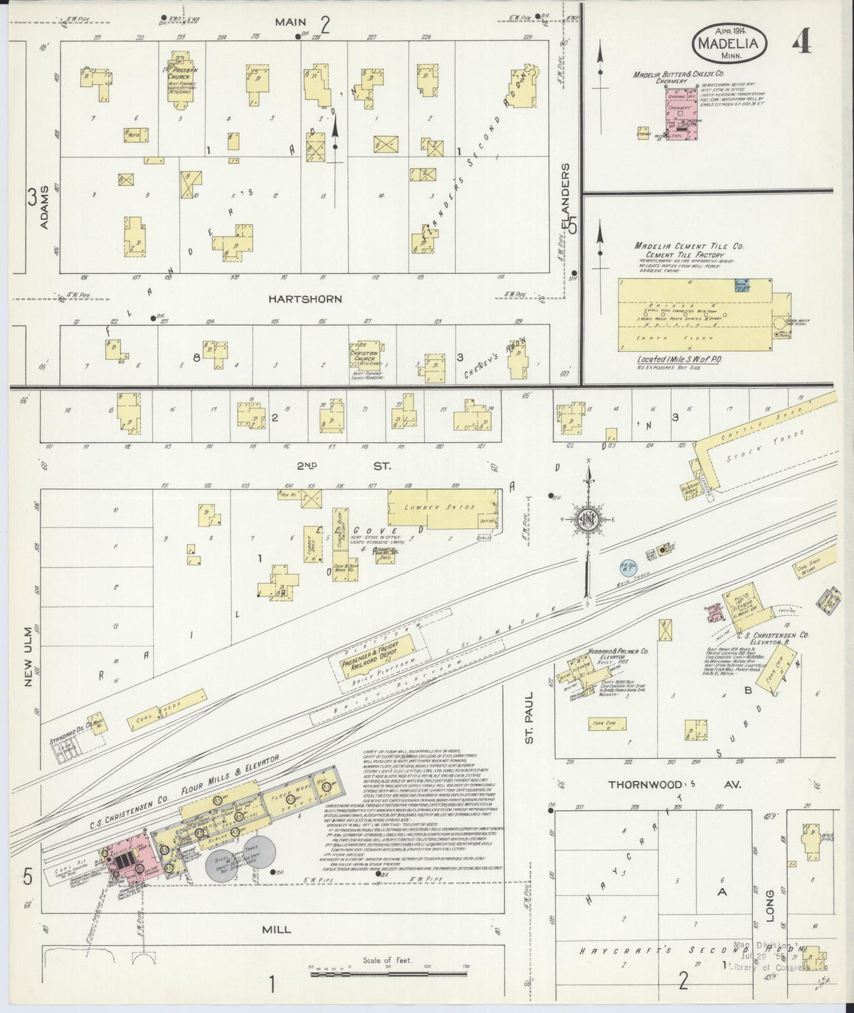 Sanborn Fire Insurance Map from Madelia, Watonwan County, Minnesota (1914), Sheet #0004 - Historic Sanborn Fire Insurance Map Print, vintage old map wall art, antique decor, genealogy gift, Minnesota Minnesota map