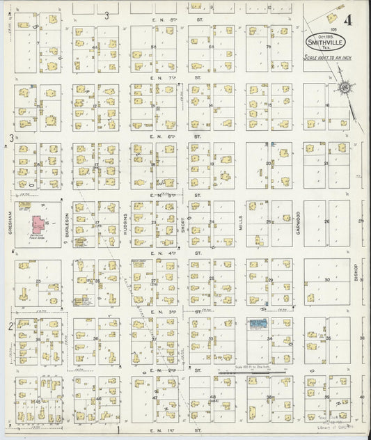 Sanborn Fire Insurance Map from Smithville, Bastrop County, Texas (1915), Sheet #0004 - Historic Sanborn Fire Insurance Map Print, vintage old map wall art, antique decor, genealogy gift, Texas Texas map