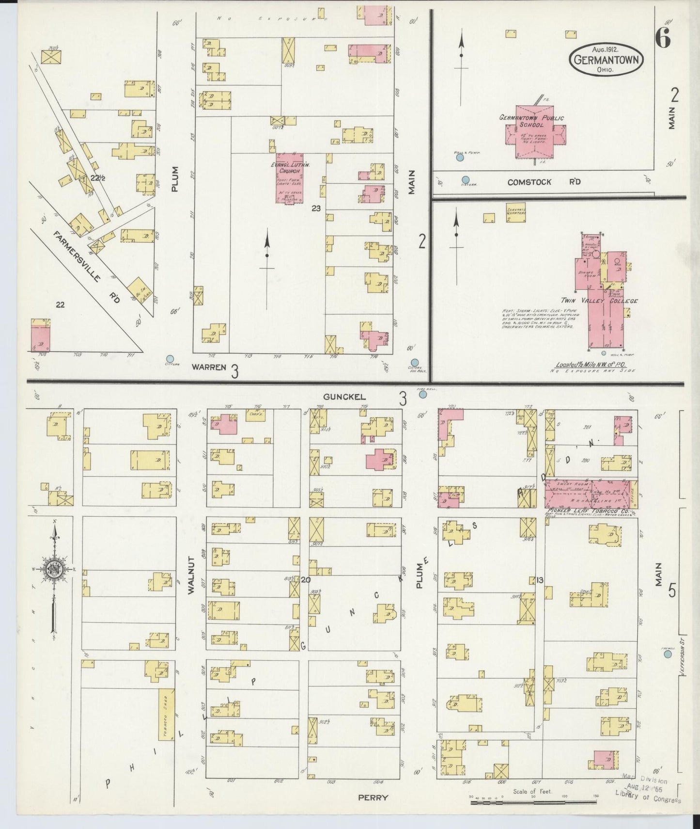 Sanborn Fire Insurance Map from Germantown, Montgomery County, Ohio (1912), Sheet #0006 - Historic Sanborn Fire Insurance Map Print, vintage old map wall art, antique decor, genealogy gift, Ohio Ohio map