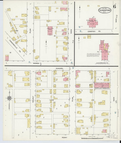 Sanborn Fire Insurance Map from Germantown, Montgomery County, Ohio (1912), Sheet #0006 - Historic Sanborn Fire Insurance Map Print, vintage old map wall art, antique decor, genealogy gift, Ohio Ohio map