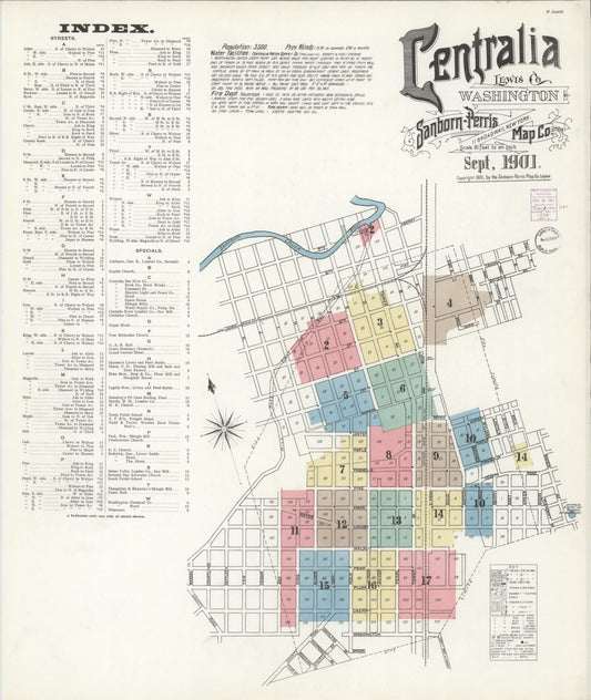 Sanborn Fire Insurance Map from Centralia, Lewis County, Washington. (1901) – Historic Sanborn Fire Insurance Map Print