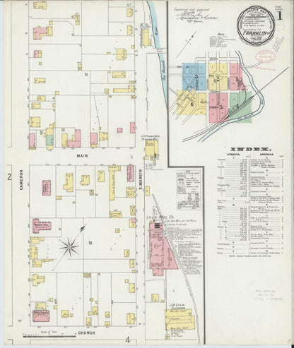 Sanborn Fire Insurance Map from Franklin, Williamson County, Tennessee (1898), Sheet #0001 - Complete Map Set gallery image, historic Sanborn map, vintage wall art, Tennessee Tennessee