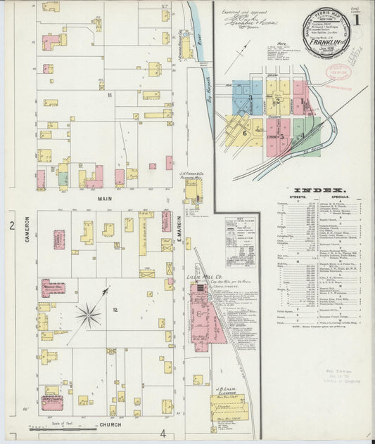 Sanborn Fire Insurance Map from Franklin, Williamson County, Tennessee (1898), Sheet #0001 - Complete Map Set gallery image, historic Sanborn map, vintage wall art, Tennessee Tennessee