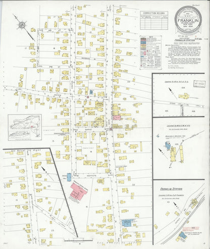 Sanborn Fire Insurance Map from Franklin, Delaware County, New York (1934), Sheet #0001 - Historic Sanborn Fire Insurance Map Print, vintage old map wall art, antique decor, genealogy gift, New York New York map