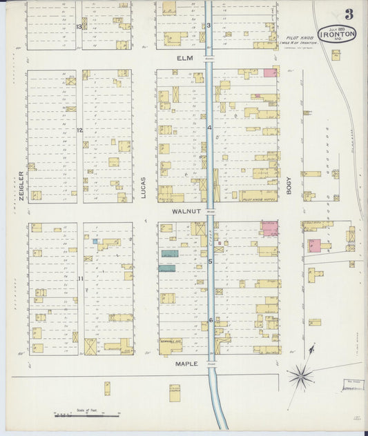 Sanborn Fire Insurance Map from Ironton, Iron County, Missouri (1893), Sheet #0003 - Historic Sanborn Fire Insurance Map Print, vintage old map wall art, antique decor, genealogy gift, Missouri Missouri map