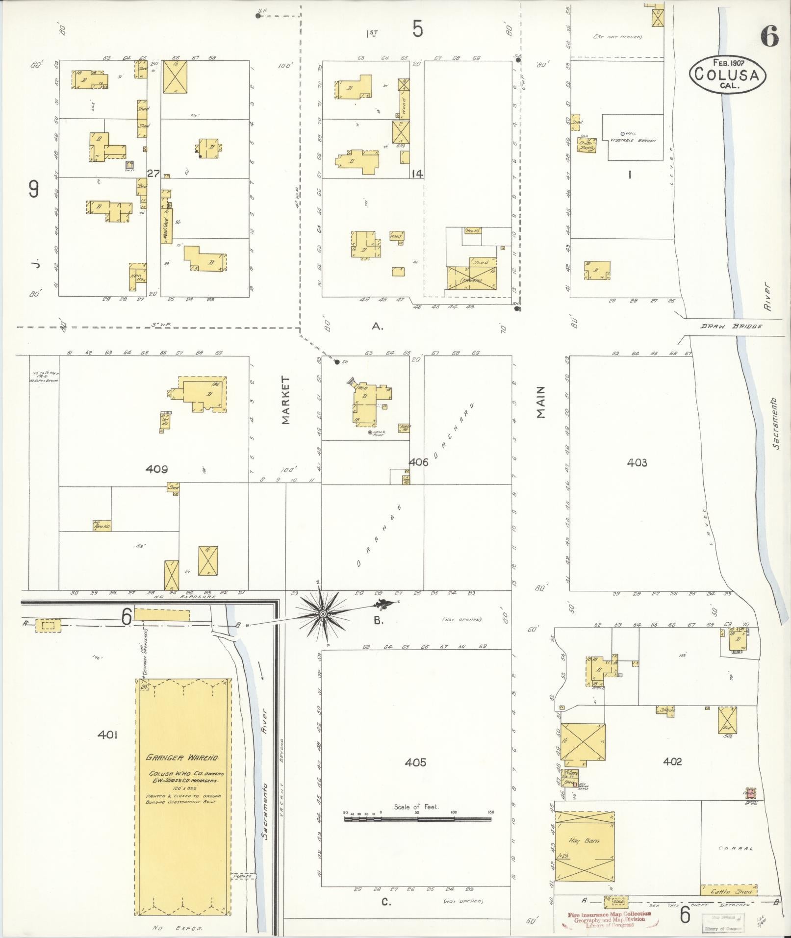 Sanborn Fire Insurance Map from Colusa, Colusa County, California (1907), Sheet #0006 - Complete Map Set gallery image, historic Sanborn map, vintage wall art, California California