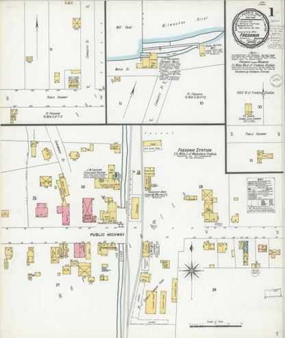 Sanborn Fire Insurance Map from Fredonia, Ozaukee County, Wisconsin (1900), Sheet #0001 - Complete Map Set gallery image, historic Sanborn map, vintage wall art, Wisconsin Wisconsin