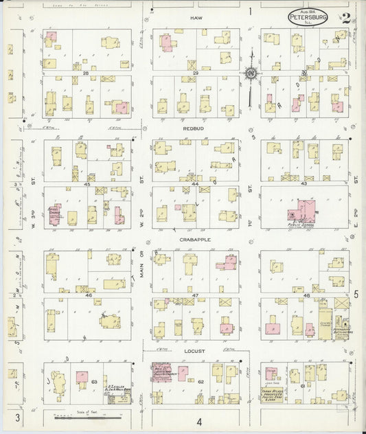 Sanborn Fire Insurance Map from Petersburg, Menard County, Illinois (1914), Sheet #0002 - Historic Sanborn Fire Insurance Map Print, vintage old map wall art, antique decor, genealogy gift, Illinois Illinois map