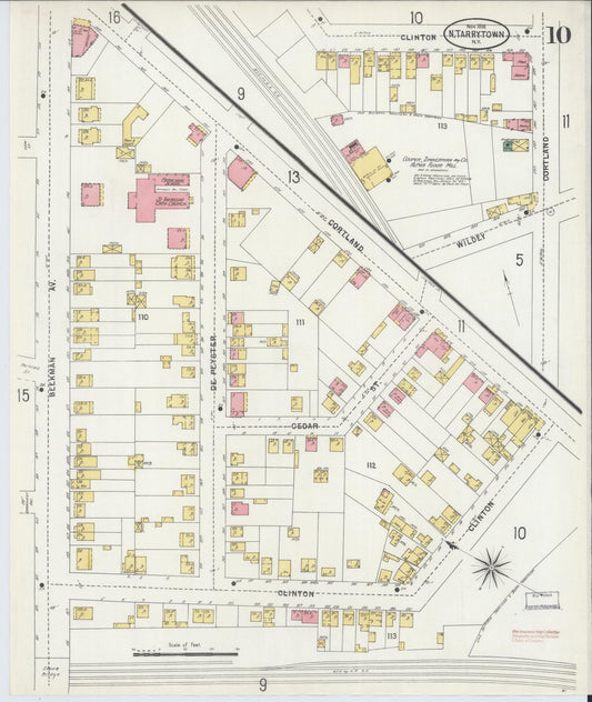 Sanborn Fire Insurance Map from Tarrytown, Westchester County, New York (1898), Sheet #0010 - Historic Sanborn Fire Insurance Map Print, vintage old map wall art, antique decor, genealogy gift, New York New York map