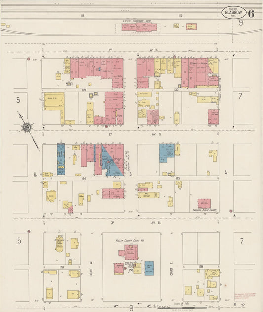 Sanborn Fire Insurance Map from Glasgow, Valley County, Montana (1920), Sheet #0006 - Historic Sanborn Fire Insurance Map Print, vintage old map wall art, antique decor, genealogy gift, Montana Montana map