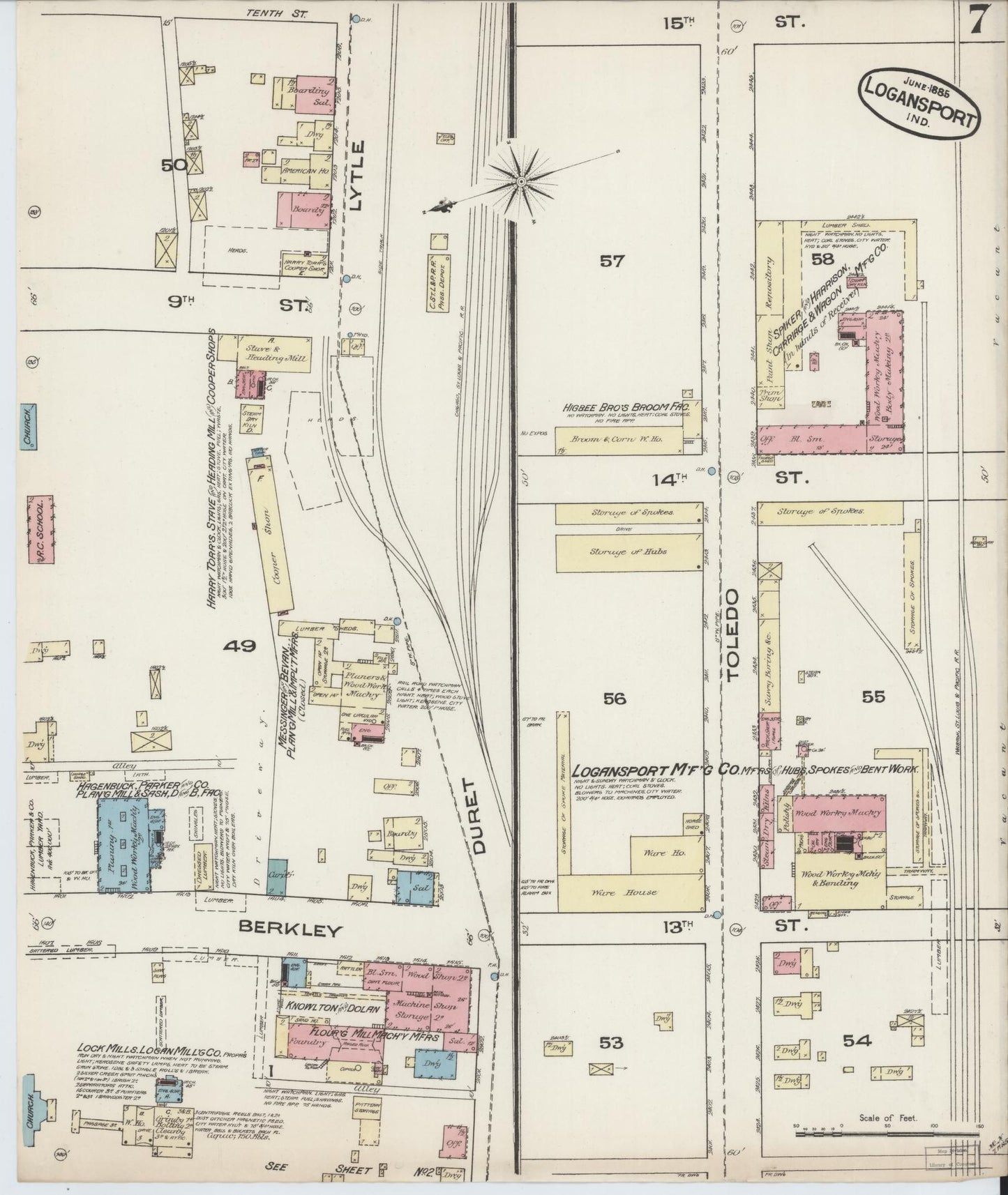 Sanborn Fire Insurance Map from Logansport, Cass County, Indiana (1885), Sheet #0007 - Complete Map Set gallery image, historic Sanborn map, vintage wall art, Indiana Indiana