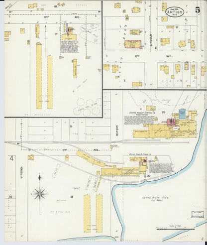 Sanborn Fire Insurance Map from Antigo, Langlade County, Wisconsin (1904), Sheet #0005 - Complete Map Set gallery image, historic Sanborn map, vintage wall art, Wisconsin Wisconsin