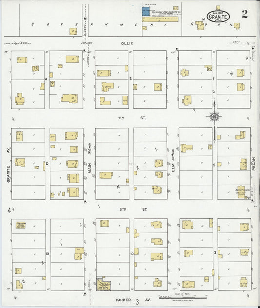 Sanborn Fire Insurance Map from Granite, Greer County, Oklahoma (1920), Sheet #0002 - Historic Sanborn Fire Insurance Map Print, vintage old map wall art, antique decor, genealogy gift, Oklahoma Oklahoma map