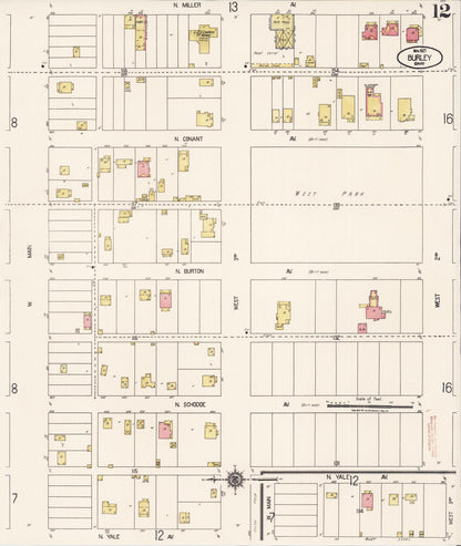 Sanborn Fire Insurance Map from Burley, Cassia County, Idaho (1921), Sheet #0012 - Complete Map Set gallery image, historic Sanborn map, vintage wall art, Idaho Idaho