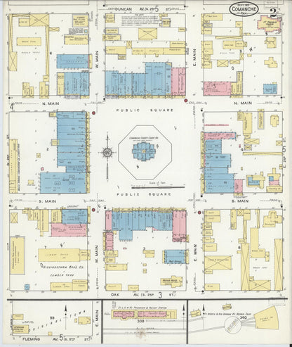 Sanborn Fire Insurance Map from Comanche, Comanche County, Texas (1915), Sheet #0002 - Historic Sanborn Fire Insurance Map Print, vintage old map wall art, antique decor, genealogy gift, Texas Texas map