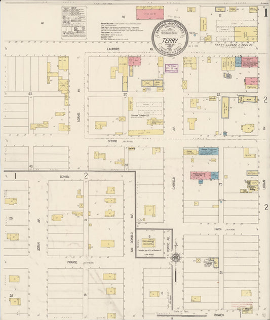 Sanborn Fire Insurance Map from Terry, Prairie County, Montana. (1916) – Historic Sanborn Fire Insurance Map Print