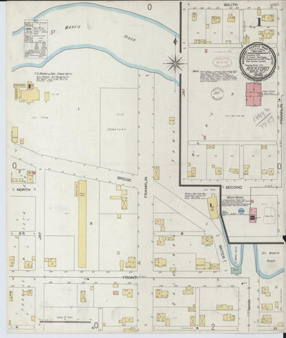 Sanborn Fire Insurance Map from Rockford, Mercer County, Ohio (1899), Sheet #0001 - Historic Sanborn Fire Insurance Map Print, vintage old map wall art, antique decor, genealogy gift, Ohio Ohio map