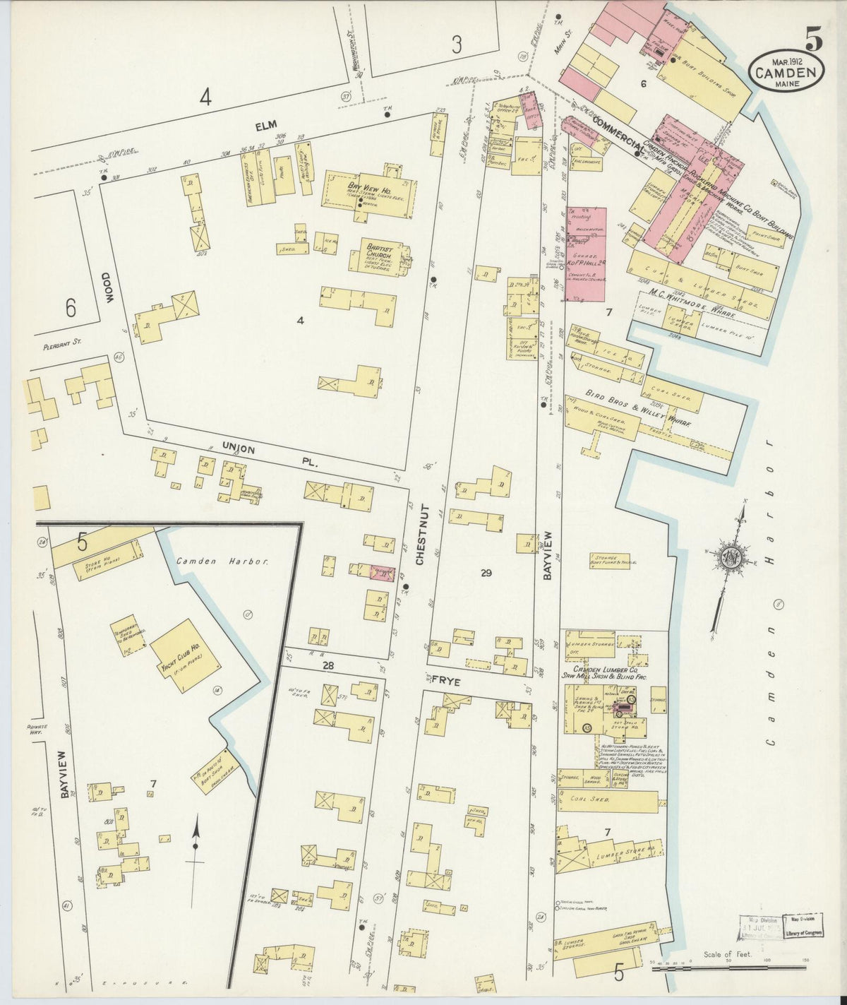 Sanborn Fire Insurance Map from Camden, Knox County, Maine (1912), Sheet #0005 - Complete Map Set gallery image, historic Sanborn map, vintage wall art, Maine Maine