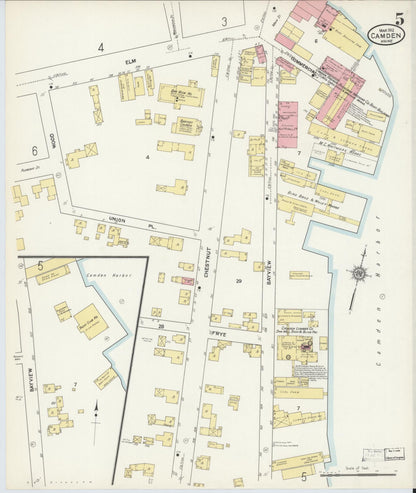 Sanborn Fire Insurance Map from Camden, Knox County, Maine (1912), Sheet #0005 - Complete Map Set gallery image, historic Sanborn map, vintage wall art, Maine Maine