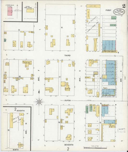 Sanborn Fire Insurance Map from Clifton, Bosque County, Texas (1900), Sheet #0002 - Historic Sanborn Fire Insurance Map Print, vintage old map wall art, antique decor, genealogy gift, Texas Texas map