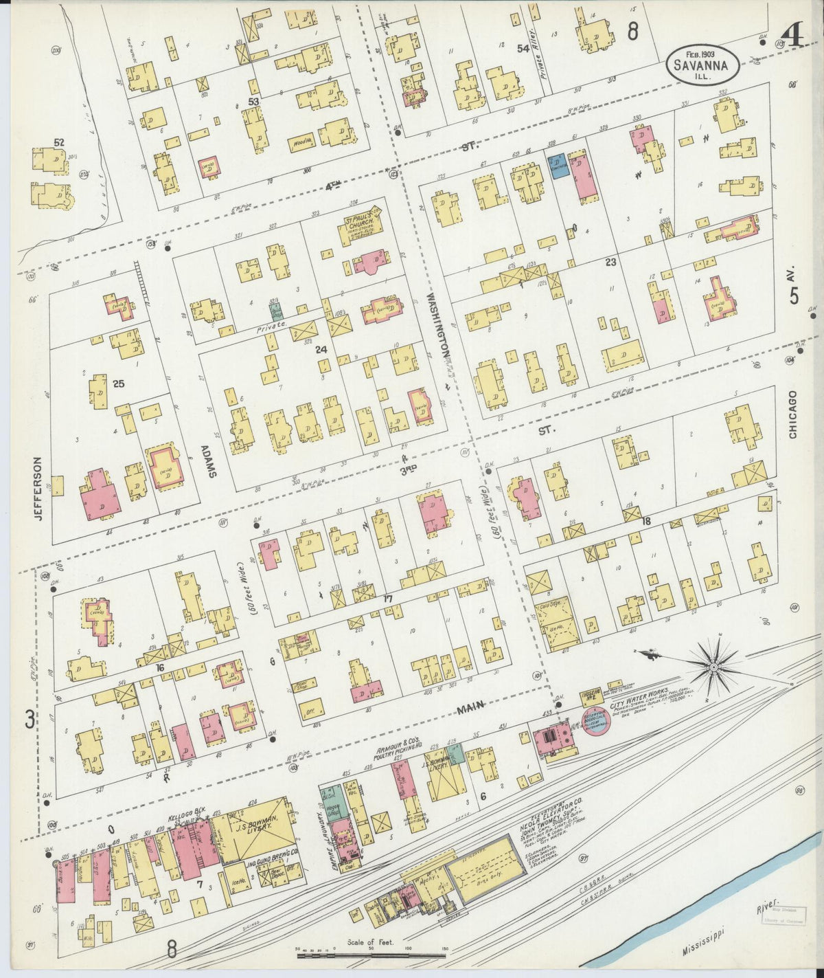Sanborn Fire Insurance Map from Savanna, Carroll County, Illinois (1903), Sheet #0004 - Complete Map Set gallery image, historic Sanborn map, vintage wall art, Illinois Illinois