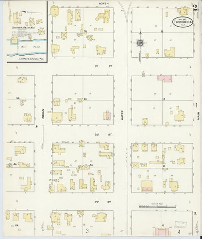 Sanborn Fire Insurance Map from Tuscumbia, Colbert County, Alabama (1910), Sheet #0002 - Complete Map Set gallery image, historic Sanborn map, vintage wall art, Alabama Alabama