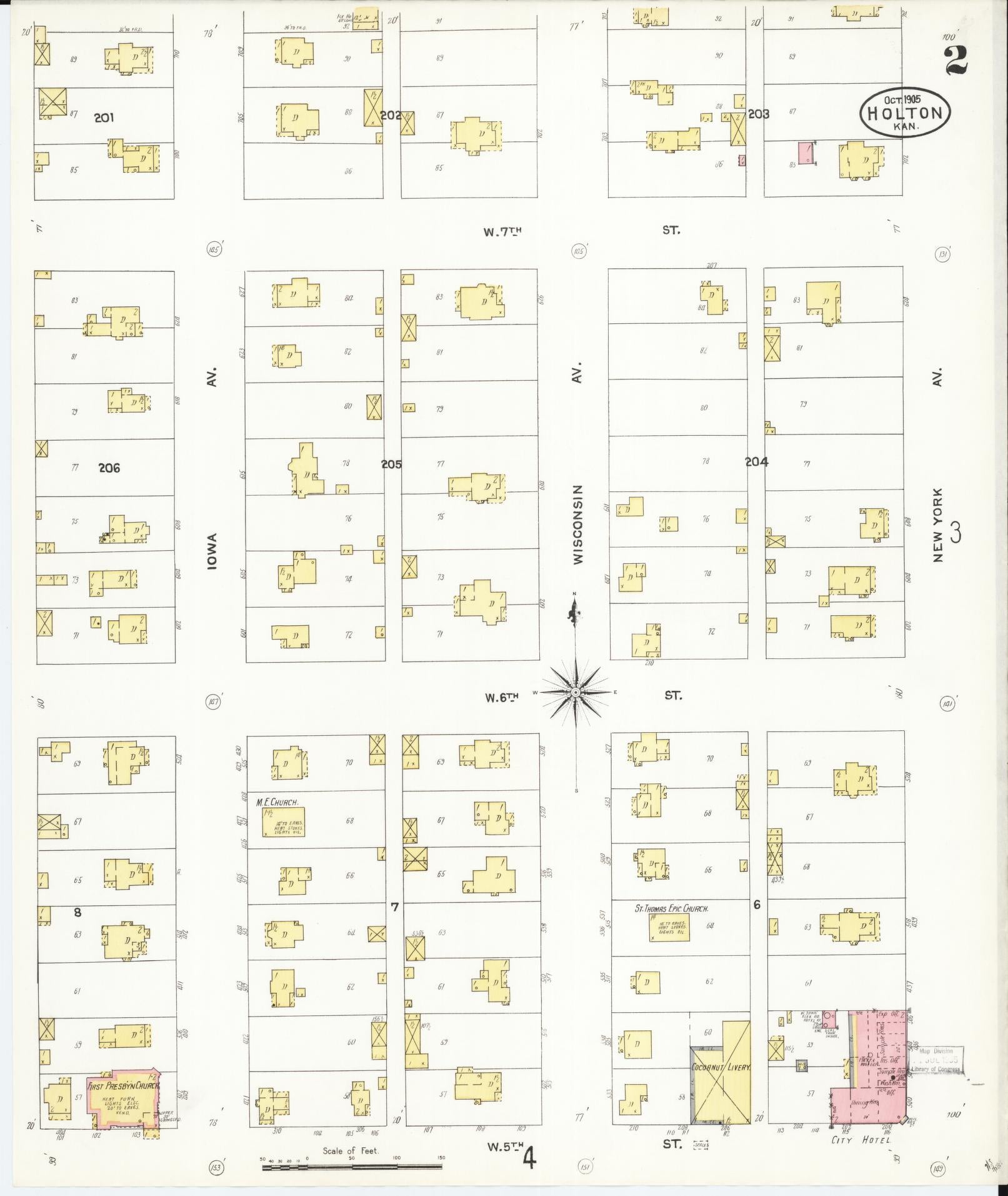 Sanborn Fire Insurance Map from Holton, Jackson County, Kansas (1905), Sheet #0002 - Complete Map Set gallery image, historic Sanborn map, vintage wall art, Kansas Kansas
