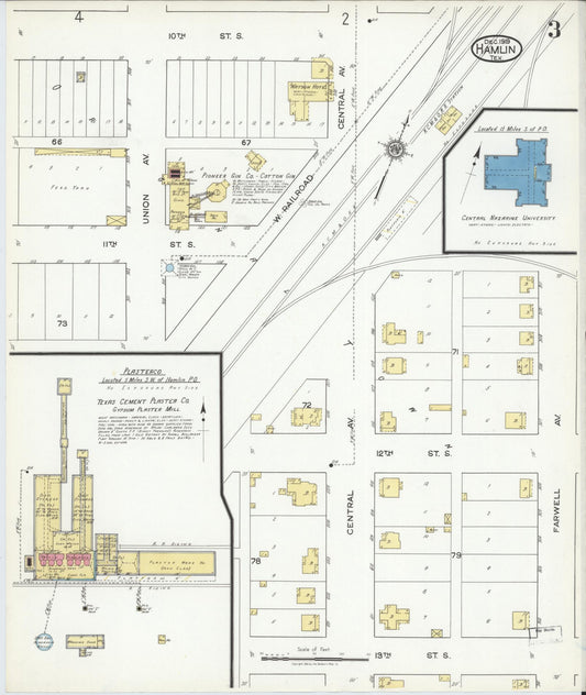 Sanborn Fire Insurance Map from Hamlin, Jones County, Texas (1919), Sheet #0003 - Historic Sanborn Fire Insurance Map Print, vintage old map wall art, antique decor, genealogy gift, Texas Texas map