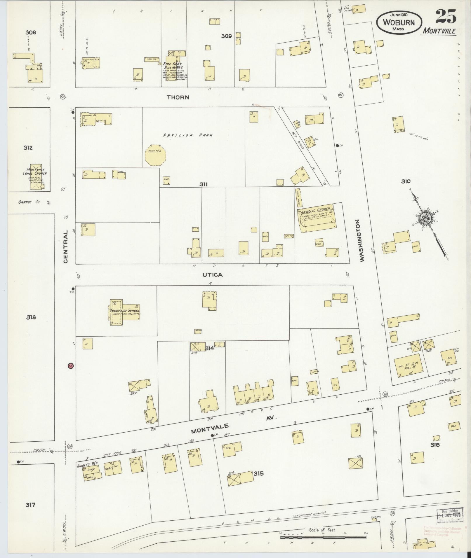 Sanborn Fire Insurance Map from Woburn, Middlesex County, Massachusetts (1910), Sheet #0025 - Complete Map Set gallery image, historic Sanborn map, vintage wall art, Massachusetts Massachusetts