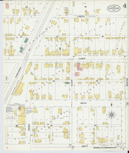 Sanborn Fire Insurance Map from Crestline, Crawford County, Ohio (1901), Sheet #0004 - Historic Sanborn Fire Insurance Map Print, vintage old map wall art, antique decor, genealogy gift, Ohio Ohio map