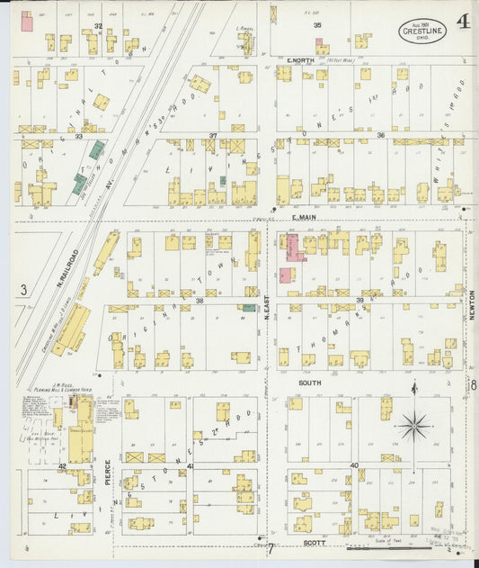 Sanborn Fire Insurance Map from Crestline, Crawford County, Ohio (1901), Sheet #0004 - Historic Sanborn Fire Insurance Map Print, vintage old map wall art, antique decor, genealogy gift, Ohio Ohio map