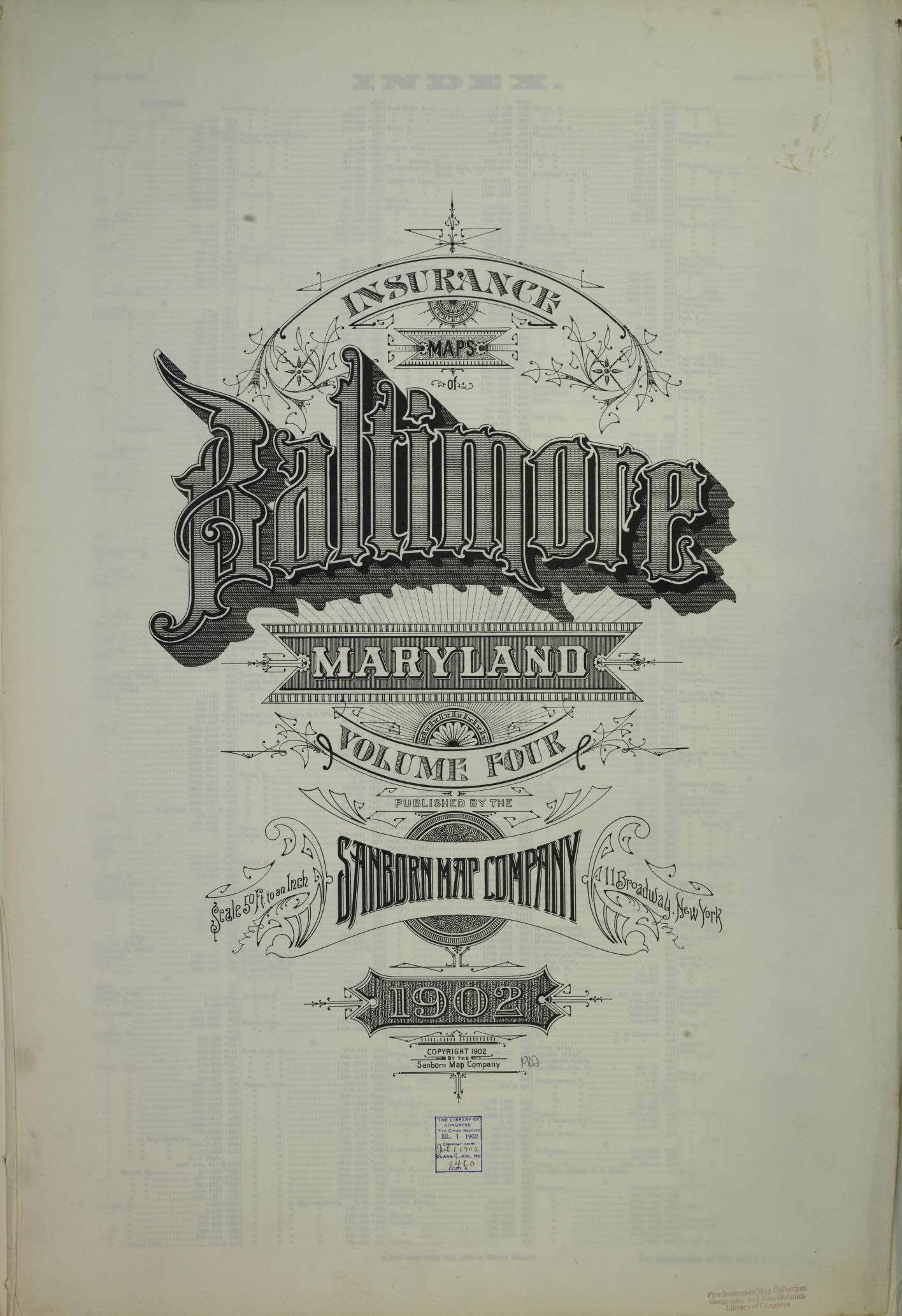 Sanborn Fire Insurance Map from Baltimore, Independent Cities, Maryland. (1902) – Historic Sanborn Fire Insurance Map Print