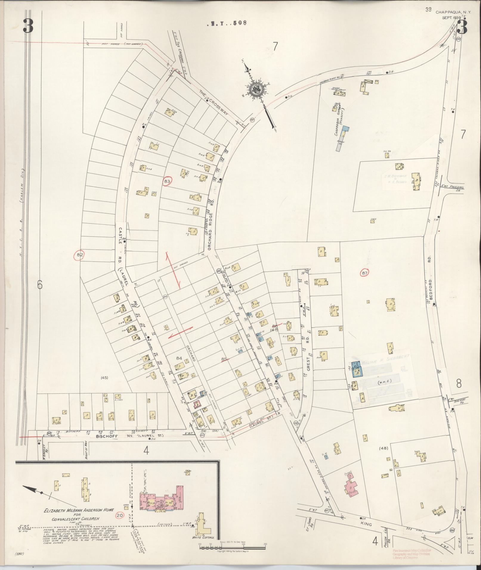 Sanborn Fire Insurance Map from Chappaqua, Westchester County, New York (1947), Sheet #0003 - Historic Sanborn Fire Insurance Map Print, vintage old map wall art, antique decor, genealogy gift, New York New York map