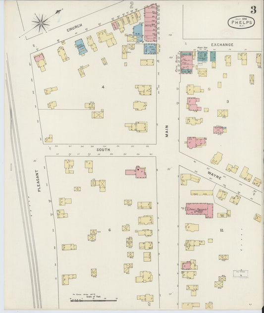 Sanborn Fire Insurance Map from Phelps, Ontario County, New York (1894), Sheet #0003 - Historic Sanborn Fire Insurance Map Print, vintage old map wall art, antique decor, genealogy gift, New York New York map
