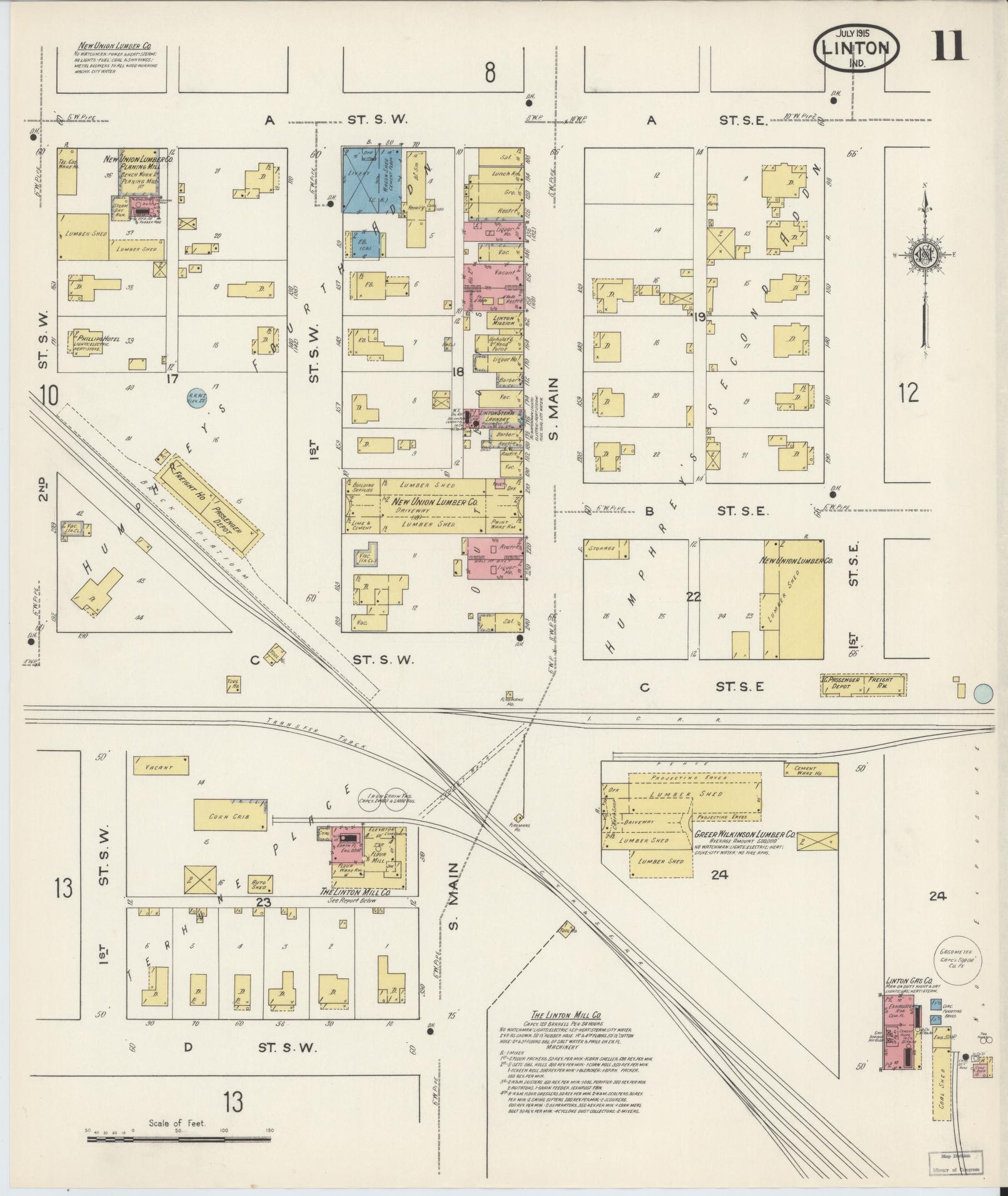 Sanborn Fire Insurance Map from Linton, Greene County, Indiana (1915), Sheet #0011 - Complete Map Set gallery image, historic Sanborn map, vintage wall art, Indiana Indiana