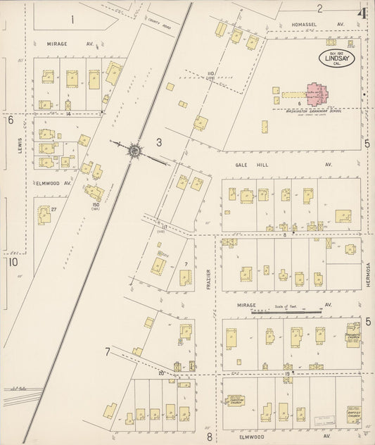 Sanborn Fire Insurance Map from Lindsay, Tulare County, California (1912), Sheet #0004 - Historic Sanborn Fire Insurance Map Print, vintage old map wall art, antique decor, genealogy gift, California California map