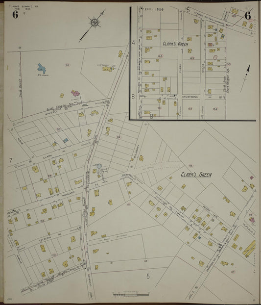 Sanborn Fire Insurance Map from Clark's Summit, Lackawanna County, Pennsylvania (1942), Sheet #0006 - Historic Sanborn Fire Insurance Map Print, vintage old map wall art, antique decor, genealogy gift, Pennsylvania Pennsylvania map