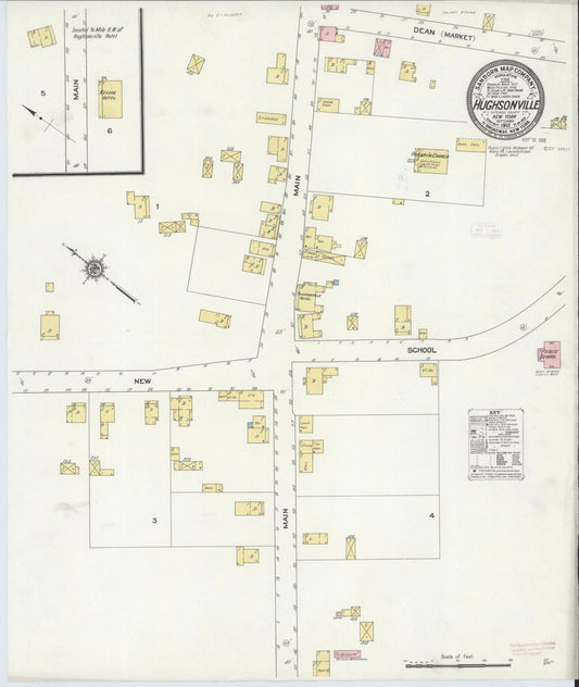 Sanborn Fire Insurance Map from Hughsonville, Dutchess County, New York (1912), Sheet #0001 - Historic Sanborn Fire Insurance Map Print, vintage old map wall art, antique decor, genealogy gift, New York New York map