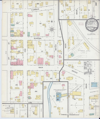 Sanborn Fire Insurance Map from Platteville, Grant County, Wisconsin (1892), Sheet #0001 - Complete Map Set gallery image, historic Sanborn map, vintage wall art, Wisconsin Wisconsin